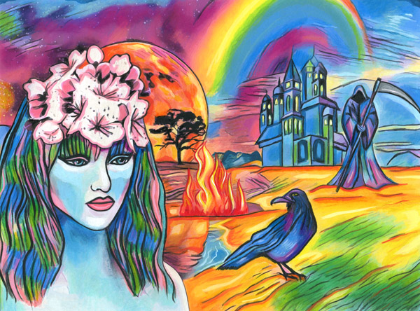 Dont Fear the Reaper original art colored pencil drawing